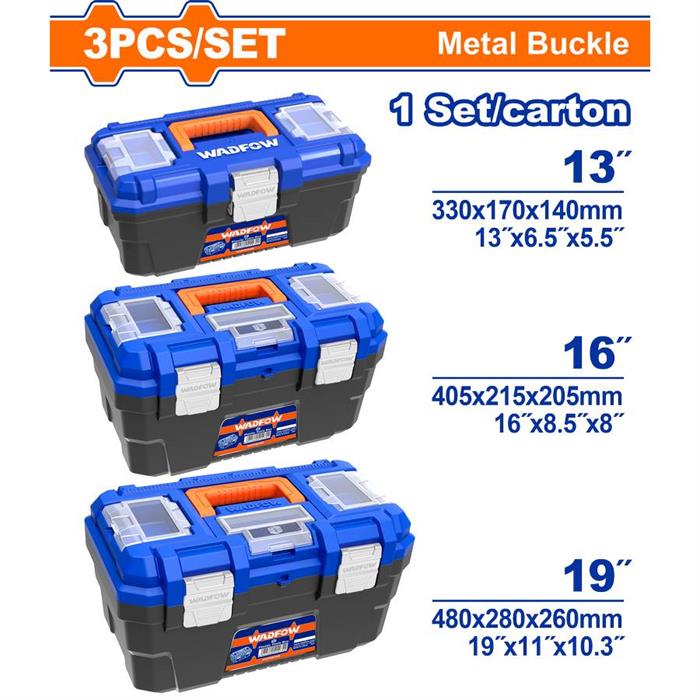 Set di 3 cassette porta attrezzi - Fibbia in Metallo