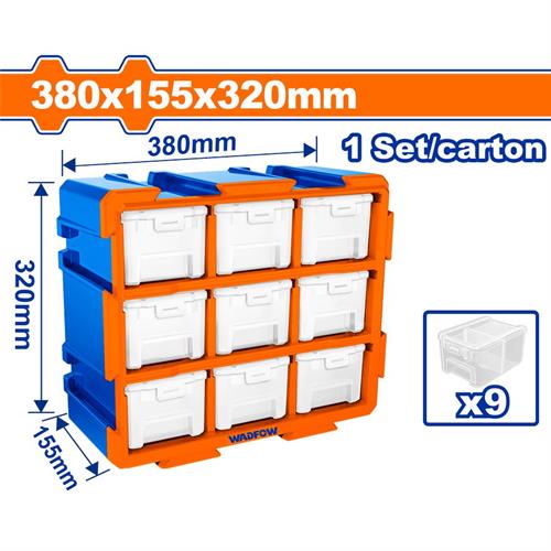 Cassettiera Modulare 9 cassetti Trasparenti - 380x155x320 mm